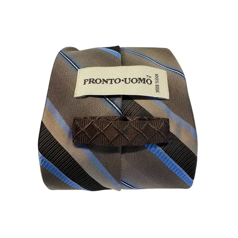 PRONTO UOMO Silk Necktie with Geometric Stripes